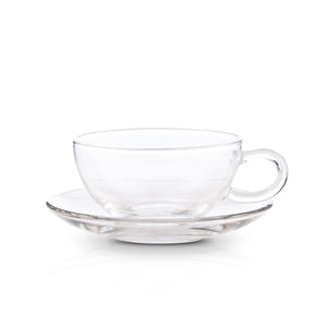 Yama Glass Latte Cups w/ Saucers (8oz) - Set of 4