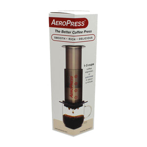 red aeropress coffee maker box