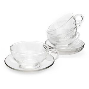 yama glass latte cups and saucers